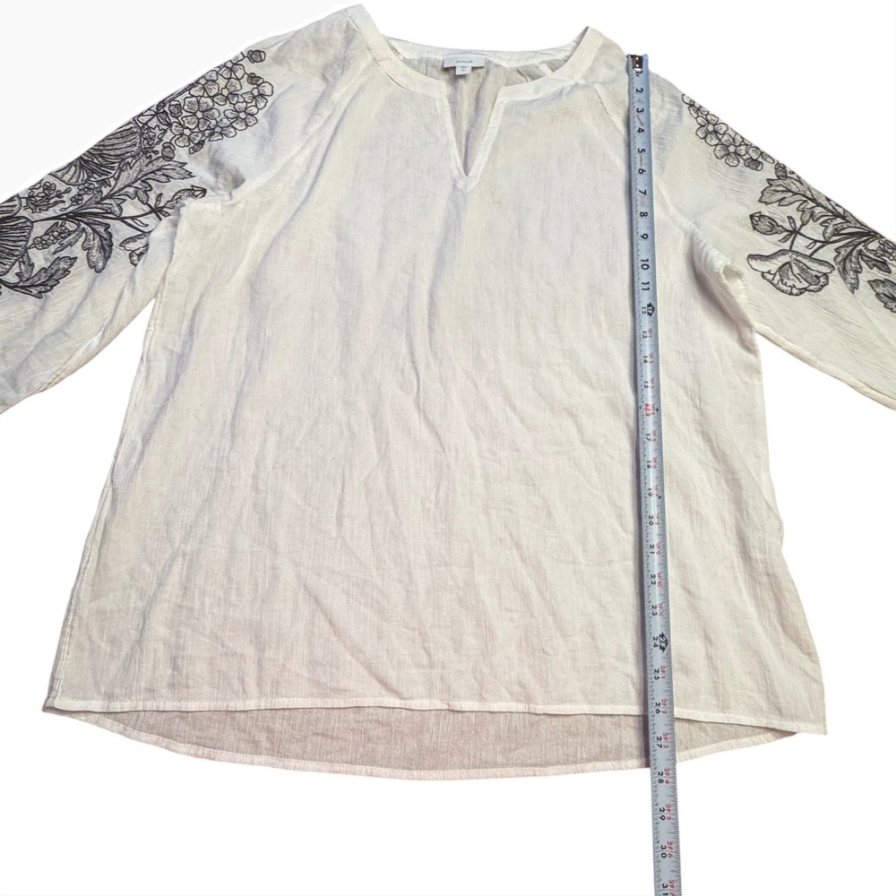Pure Jill Lightweight Cotton Embroidered V-Neck Tunic Top Size Large Tall Boho - Picture 2 of 10